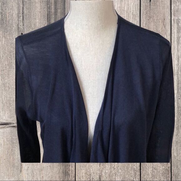 Susan Graver Navy Open Front Cardigan Sweater, Med - Picture 4 of 6